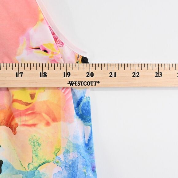 CLOVER CANYON Dress Size S Fluorescent Rose Print Mini Sleeveless Tie Waist - Picture 12 of 12